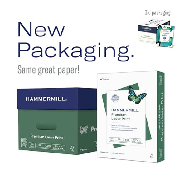 HAMMERMILL PRINTER PAPER PREMIUM LASER PRINT 32 LB 8.5 X 11 104646R - 1 REAM New HAMMERMILL PRINTER PAPER PREMIUM LASER PRINT 32 LB 8.5 X 11 104646R - 1 REAM New