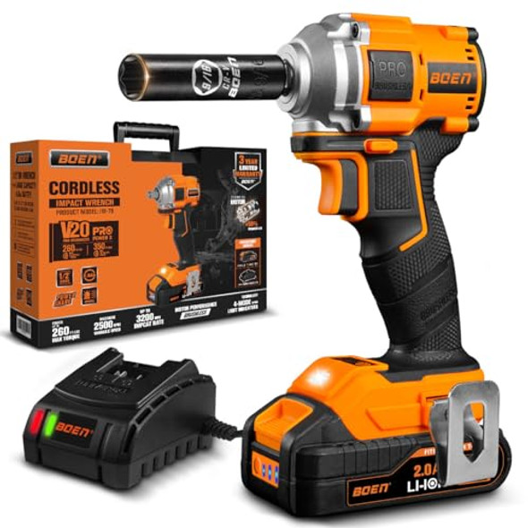 BOEN 260FT-LBS(350N.m) CORDLESS IMPACT WRENCH 1/2 INCH, IW-79 - ORANGE/BLACK BOEN 260FT-LBS(350N.m) CORDLESS IMPACT WRENCH 1/2 INCH, IW-79 - ORANGE/BLACK