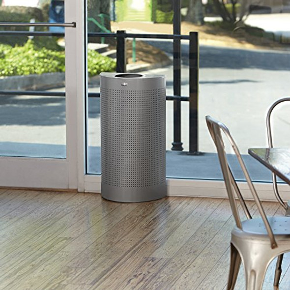 Rubbermaid Commercial Products Half Rounds Metal Trash Can - Stainless Steel New Rubbermaid Commercial Products Half Rounds Metal Trash Can - Stainless Steel New