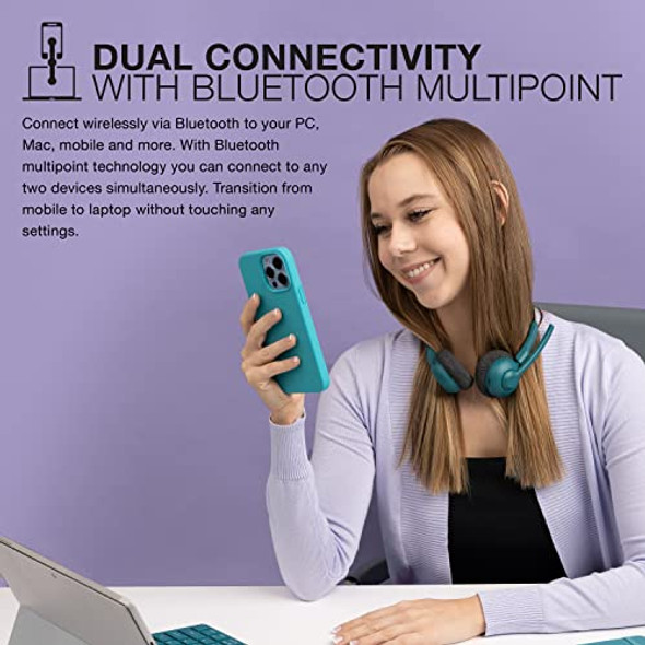 JLAB GO WORK POP ON-EAR WIRELESS HEADSET 50+ HRS BLUETOOTH HBGWRKPOPRTEL4 TEAL