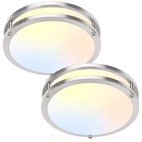 Bright Ever LED Ceiling Light Fixture Pack of 2 Brushed Nickel 63025008-03 Bright Ever LED Ceiling Light Fixture Pack of 2 Brushed Nickel 63025008-03