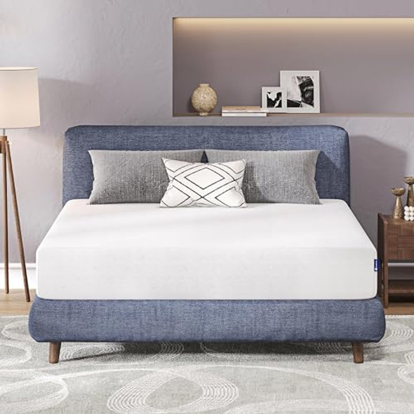 AVENCO KING MATTRESS 10" BAMBOO CHARCOAL MEMORY FOAM MATTRESS IN A BOX - WHITE