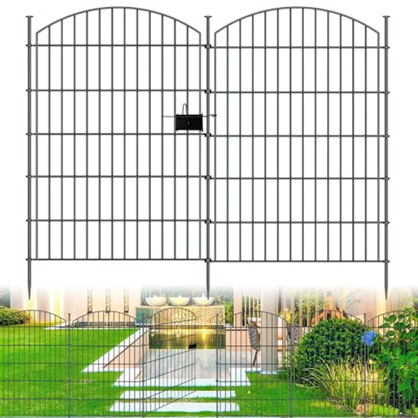 RICHMEN 10 Panels Garden Fence Dog Fence Outdoor for Yard - Black RICHMEN 10 Panels Garden Fence Dog Fence Outdoor for Yard - Black