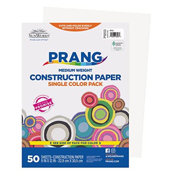 PRANG CONSTRUCTION PAPER, 9" X 12", 50 SHEETS, P9203 - WHITE New PRANG CONSTRUCTION PAPER, 9" X 12", 50 SHEETS, P9203 - WHITE New