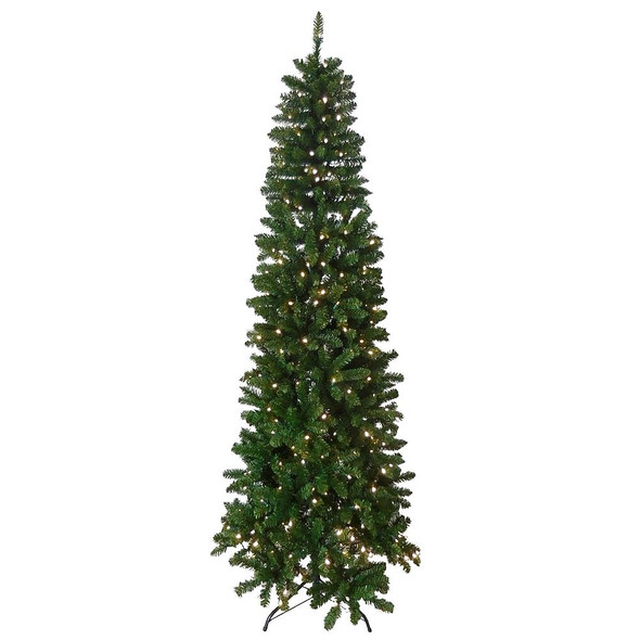 SANTA'S WORKSHOP 7.5FT SPRUCE PRE-LIT SLIM ARTIFICIAL CHRISTMAS TREE - GREEN