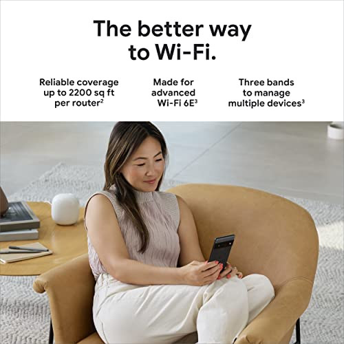 GOOGLE NEST WIFI PRO 6E RELIABLE HOME WI-FI MESH ROUTER 3 PACK SNOW WHITE