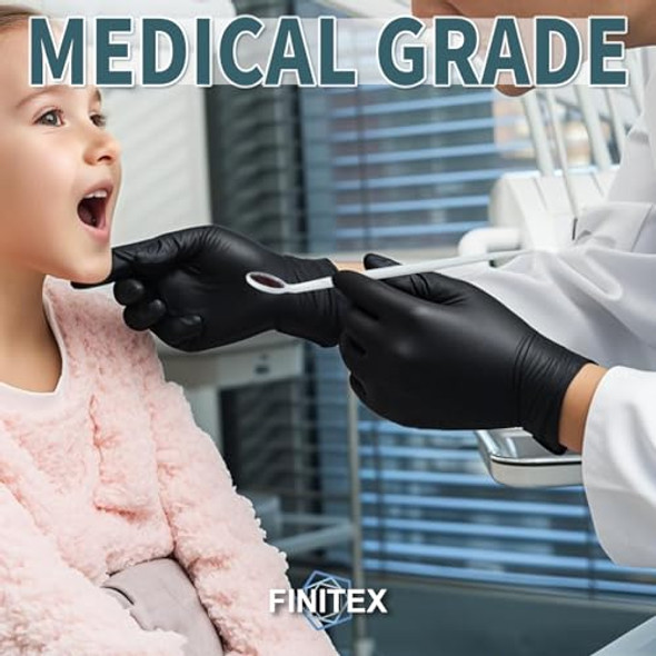 FINITEX - Black Nitrile Disposable Gloves 5mil Powder/Latex-Free Medical Exam New