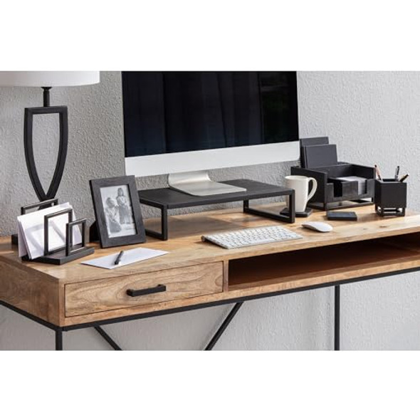 REALSPACE ACADIA WOOD/METAL MONITOR STAND, 4-1/2"H X 21-1/2"W X 10"D - BLACK New REALSPACE ACADIA WOOD/METAL MONITOR STAND, 4-1/2"H X 21-1/2"W X 10"D - BLACK New