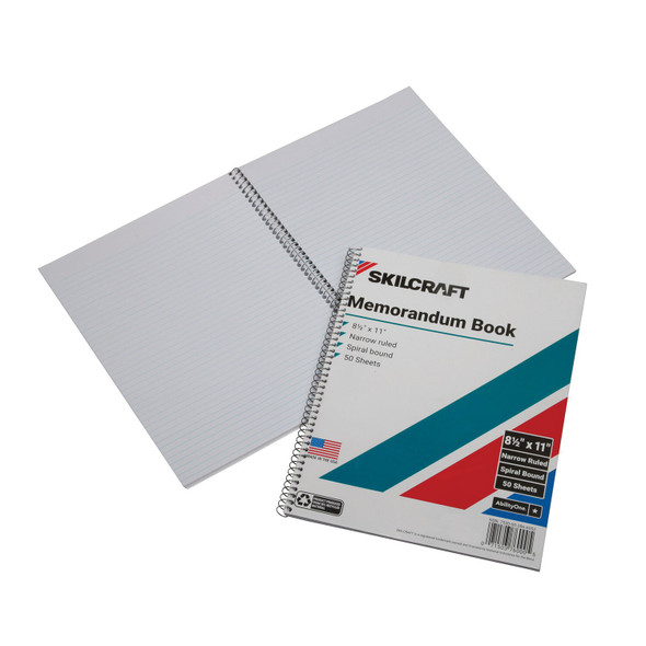 SKILCRAFT MEMORANDUM NOTEBOOKRULED SPIRAL-BOUND 8-1/2" W X 11" L  - MULTICOLOR New SKILCRAFT MEMORANDUM NOTEBOOKRULED SPIRAL-BOUND 8-1/2" W X 11" L  - MULTICOLOR New