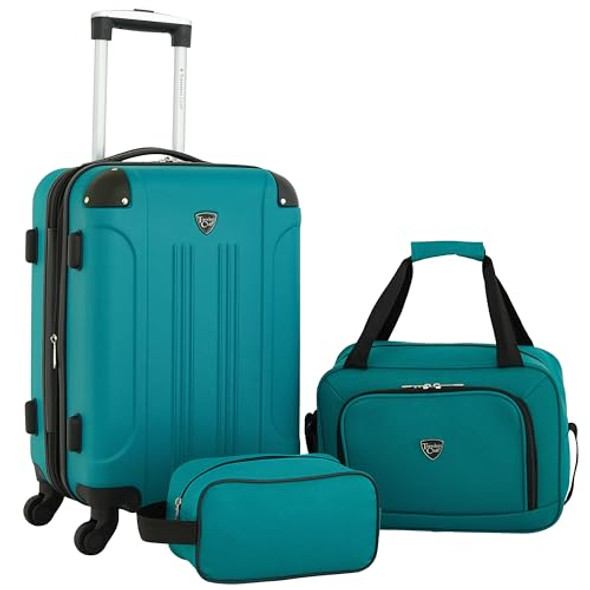 TCL 77993 360 TRAVELERS CLUB CHICAGO HARDSIDE LUGGAGE, 3 PIECE SET - TEAL New TCL 77993 360 TRAVELERS CLUB CHICAGO HARDSIDE LUGGAGE, 3 PIECE SET - TEAL New