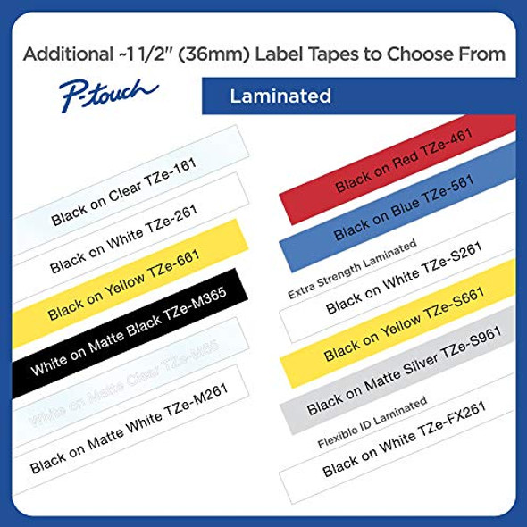 Brother P-Touch TZe-M365 White Print on Matte Black Label Tape 1.4” (36mm) Wide New Brother P-Touch TZe-M365 White Print on Matte Black Label Tape 1.4” (36mm) Wide New