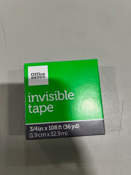 OFFICE DEPOT INVISIBLE TAPE 3/4IN X 108FT (36YD) (1.9CM X 32.9M) - CLEAR New OFFICE DEPOT INVISIBLE TAPE 3/4IN X 108FT (36YD) (1.9CM X 32.9M) - CLEAR New