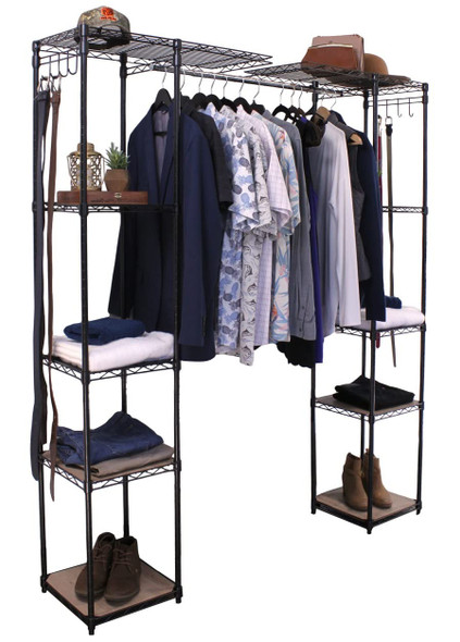 MONSTERRAX EXPANDABLE CLOTHING RACK, 14X80X72 - BLACK MONSTERRAX EXPANDABLE CLOTHING RACK, 14X80X72 - BLACK