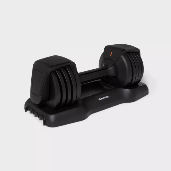 ALL IN MOTION ADJUSTABLE DUMBBELL 25LBS STEEL & PLASTIC, SINGLE PIECE - BLACK ALL IN MOTION ADJUSTABLE DUMBBELL 25LBS STEEL & PLASTIC, SINGLE PIECE - BLACK