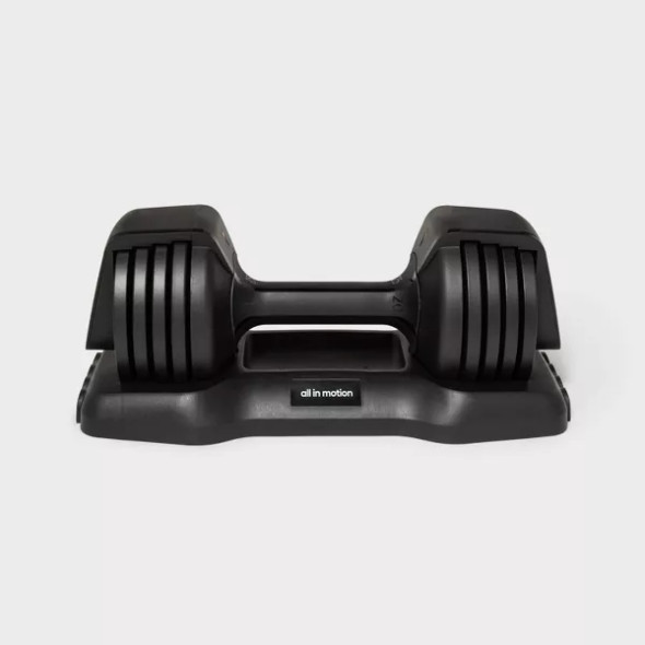 ALL IN MOTION ADJUSTABLE DUMBBELL 25LBS STEEL & PLASTIC, SINGLE PIECE - BLACK ALL IN MOTION ADJUSTABLE DUMBBELL 25LBS STEEL & PLASTIC, SINGLE PIECE - BLACK