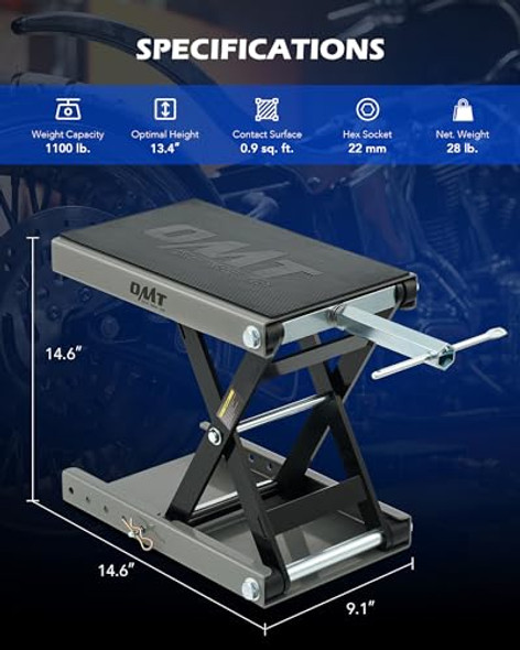 ORION MOTOR TECH MOTORCYCLE LIFT 1100LB SCISSOR LIFT - GRAY ORION MOTOR TECH MOTORCYCLE LIFT 1100LB SCISSOR LIFT - GRAY