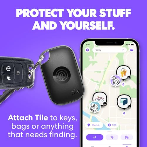 TILE BY LIFE360 PRO TRACKER KEY FINDER ITEM LOCATOR ANDROID/APPLE 2 PACK - BLACK