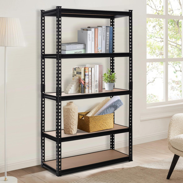 PACHIRA E-COMMERCE GARAGE STORAGE SHELVES, 35.43"W X 15.75"D X 72"H - BLACK PACHIRA E-COMMERCE GARAGE STORAGE SHELVES, 35.43"W X 15.75"D X 72"H - BLACK