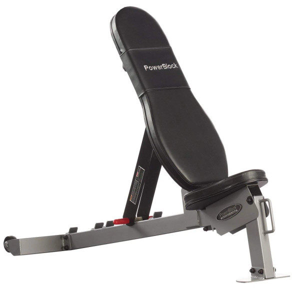 POWERBLOCK SPORT BENCH WORKOUT BENCH 5 POSITION ADJUSTABLE BENCH & SEAT - SILVER