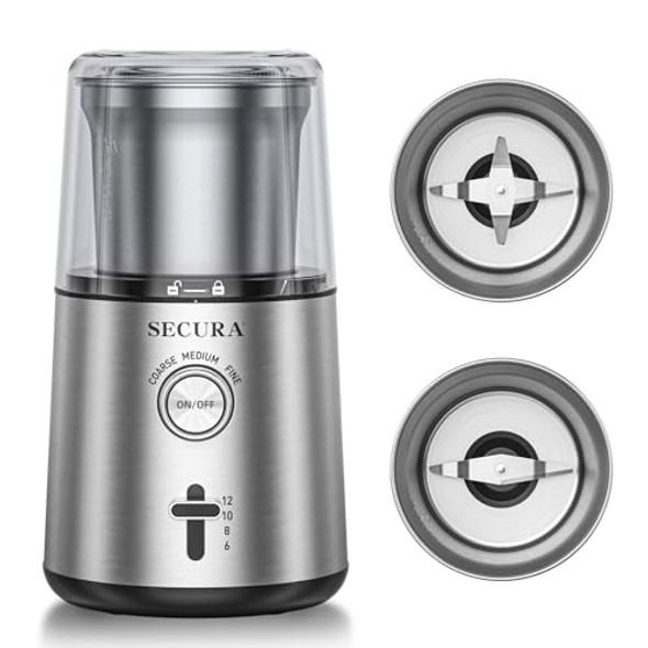 SECURA ELECTRIC COFFEE GRINDER AND BLADE CG9701BA-UL - SILVER SECURA ELECTRIC COFFEE GRINDER AND BLADE CG9701BA-UL - SILVER