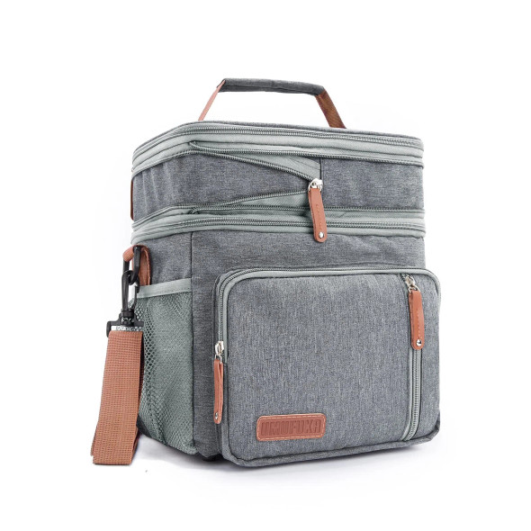 UMUFUKA  DOUBLE COMPARTMENT LUNCH BAG INSULATED LUNCH COOLER TOTE - GRAY New UMUFUKA  DOUBLE COMPARTMENT LUNCH BAG INSULATED LUNCH COOLER TOTE - GRAY New