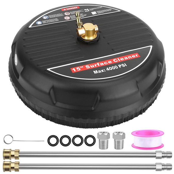 TEQHOME 15'' PRESSURE WASHER SURFACE CLEANER 4000PSI 4.0GPM MAX FLOW RATE BLACK New TEQHOME 15'' PRESSURE WASHER SURFACE CLEANER 4000PSI 4.0GPM MAX FLOW RATE BLACK New