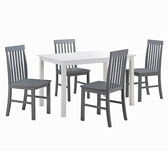 WALKER EDISON 4 PERSON MODERN FARMHOUSE WOOD DINING TABLE, SET OF 4 - GRAY/WHITE