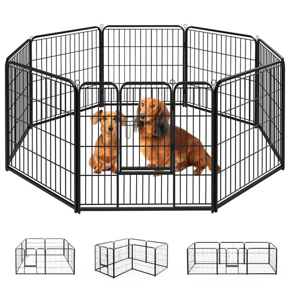 SMUG HEAVY-DUTY IRON DOG PLAYPEN 8 PANEL 32” DURABLE RUST-RESISTANT - BLACK SMUG HEAVY-DUTY IRON DOG PLAYPEN 8 PANEL 32” DURABLE RUST-RESISTANT - BLACK