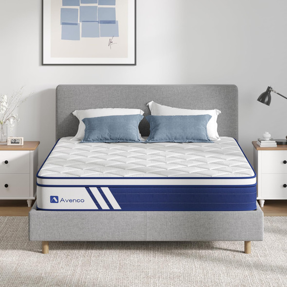 AVENCO KING MATTRESS 12 INCH KING SIZE MEDIUM FIRM CERTIPUR-US - WHITE