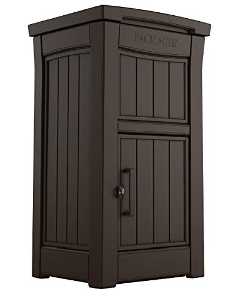 Keter Delivery Box for Porch with Lockable Secure Storage Compartment Brown