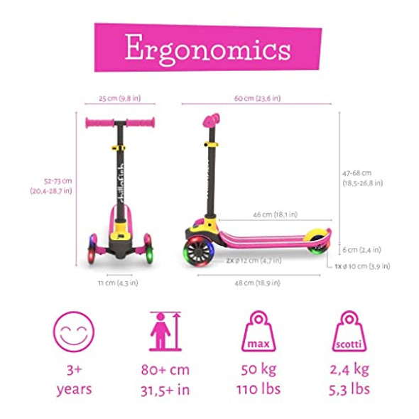 CHILLAFISH SCOTTI GLOW 3-WHEEL LEAN-TO-STEER SCOOTER WITH LIGHT-UP WHEELS - PINK CHILLAFISH SCOTTI GLOW 3-WHEEL LEAN-TO-STEER SCOOTER WITH LIGHT-UP WHEELS - PINK