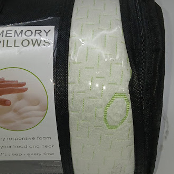 BAMBOO MEMORY FOAM PILLOWS BAMBOO COVER KING SIZE - 19X36 - GREEN/WHITE New