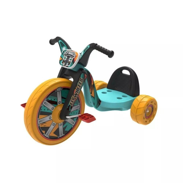 JAKKS PACIFIC 15" KIDS TRIKE LED LIGHTS SEAT FLY WHEEL CRUISER - ORANGE/TEAL JAKKS PACIFIC 15" KIDS TRIKE LED LIGHTS SEAT FLY WHEEL CRUISER - ORANGE/TEAL