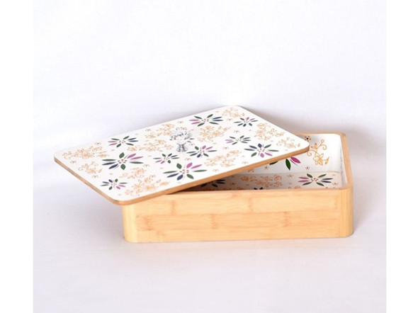 TEMP-TATIONS CLASSIC DECORATIVE 11" X 7" BAMBOO STORAGE BOX - CONFETTI TEMP-TATIONS CLASSIC DECORATIVE 11" X 7" BAMBOO STORAGE BOX - CONFETTI