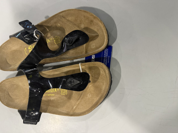 BIRKENSTOCK MEN'S GIZEH BIRKO FLOR SANDALS - SIZE: 10 - PATENT BLACK (GLOSSY)
