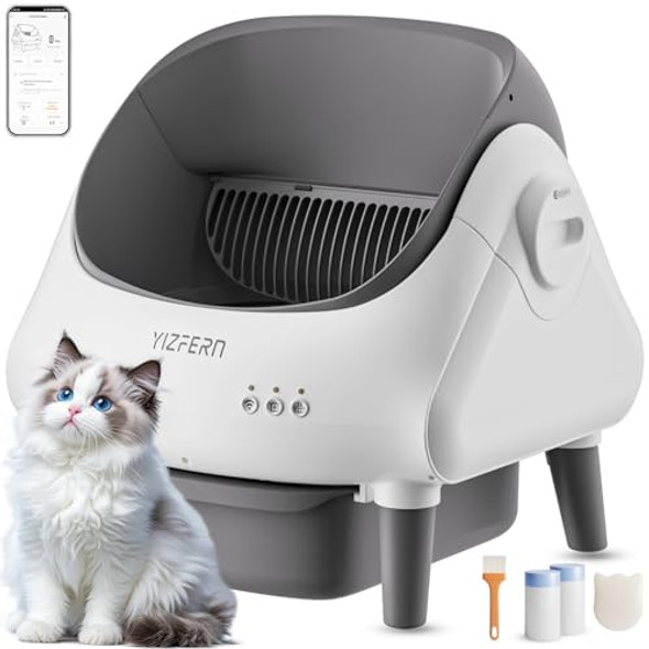 YIZFERN SELF CLEANING LITTER BOX FOR MULTIPLE CATS AUTOMATIC CAT LITTER BOX YIZFERN SELF CLEANING LITTER BOX FOR MULTIPLE CATS AUTOMATIC CAT LITTER BOX