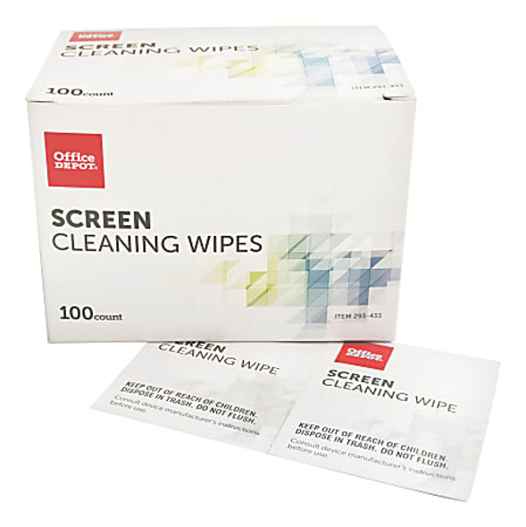 OFFICE DEPOT® BRAND SCREEN INDIVIDUALLY WRAPPED CLEANING WIPES, BOX OF 100 New OFFICE DEPOT® BRAND SCREEN INDIVIDUALLY WRAPPED CLEANING WIPES, BOX OF 100 New