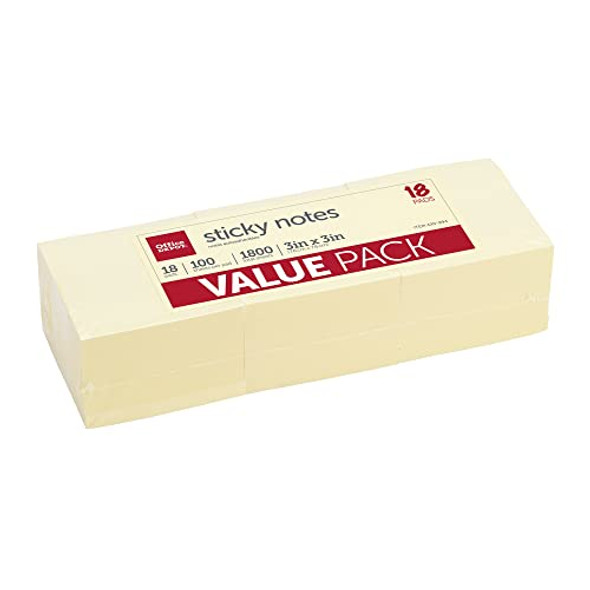 OFFICE DEPOT BRAND STICKY NOTES 3" X 3" 100 SHEETS PER PAD 18 PADS - NEW New OFFICE DEPOT BRAND STICKY NOTES 3" X 3" 100 SHEETS PER PAD 18 PADS - NEW New