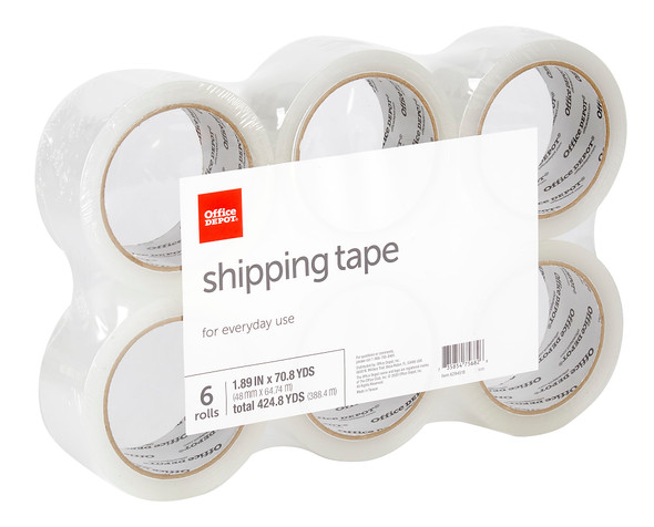 OFFICE DEPOT® BRAND SHIPPING PACKING TAPE 1.89" X 70.8 YD, CLEAR PACK OF 6 ROLLS New OFFICE DEPOT® BRAND SHIPPING PACKING TAPE 1.89" X 70.8 YD, CLEAR PACK OF 6 ROLLS New