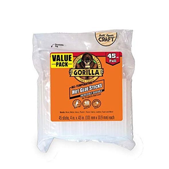 Gorilla Glue Sticks, Clear SAFT ALL TEMP EXTENDED WORKING TIME 45 COUNT New Gorilla Glue Sticks, Clear SAFT ALL TEMP EXTENDED WORKING TIME 45 COUNT New