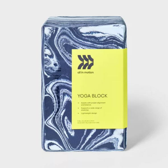 ALL IN MOTION MARBLE YOGA BLOCK EVA FOAM FITNESS ACCESSORY - BLUE ALL IN MOTION MARBLE YOGA BLOCK EVA FOAM FITNESS ACCESSORY - BLUE