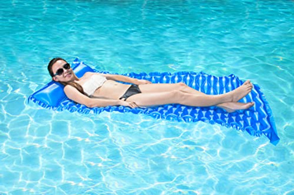 POOLMASTER ROLL 'N GO SWIMMING POOL MATTRESS FLOAT - BLUE POOLMASTER ROLL 'N GO SWIMMING POOL MATTRESS FLOAT - BLUE