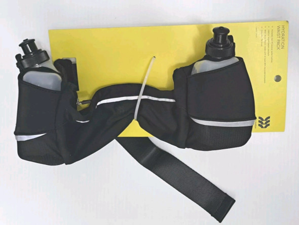 ALL IN MOTION HYDRATION WAIST PACK RUNNING BELT TWO 10OZ WATER BOTTLES. - BLACK ALL IN MOTION HYDRATION WAIST PACK RUNNING BELT TWO 10OZ WATER BOTTLES. - BLACK