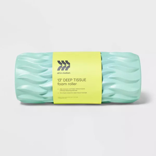 ALL IN MOTION™ 13" DEEP TISSUE FOAM ROLLER EVA MATERIAL - AQUA BLUE