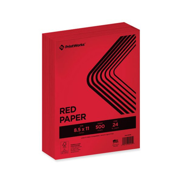 PRINTWORKS PROFESSIONAL COLOR PAPER 24 LB 8.5 X 11, RED 500/REAM - RED New PRINTWORKS PROFESSIONAL COLOR PAPER 24 LB 8.5 X 11, RED 500/REAM - RED New