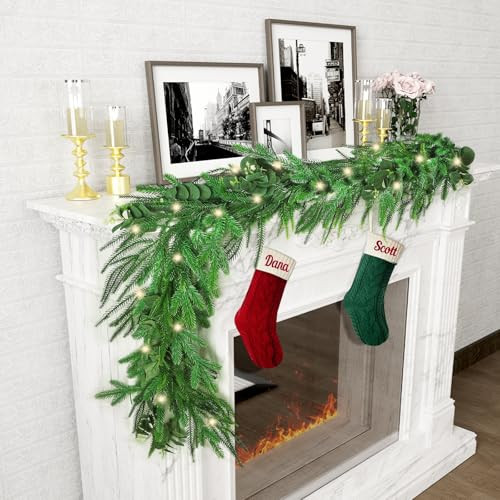 Norfok Sourgum Eucalyptus Garlands Light String 6Ft Soft Christmas HM5624 -Green