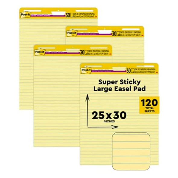 POST-IT SUPER STICKY EASEL PAD SHEETS, YELLOW PAPER WITH LINES 4 PACK - YELLOW POST-IT SUPER STICKY EASEL PAD SHEETS, YELLOW PAPER WITH LINES 4 PACK - YELLOW
