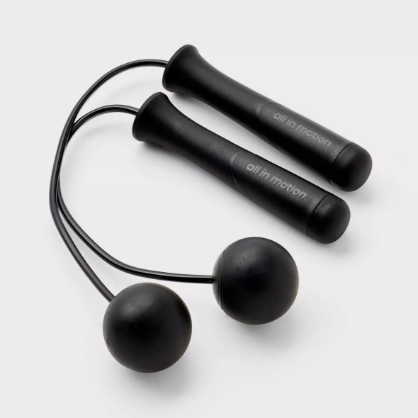 ALL IN MOTION 11.9" ROPELESS JUMP ROPE POLYPROPYLENE, TPR HANDLES - BLACK ALL IN MOTION 11.9" ROPELESS JUMP ROPE POLYPROPYLENE, TPR HANDLES - BLACK