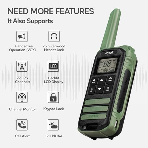 JOYCALL WALKIE TALKIES LONG RANGE WEATHER ALERT PORTABLE WALKIE TALKIES - GREEN