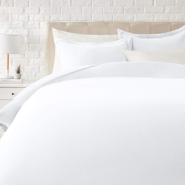 AMAZON BASICS LIGHTWEIGHT MICROFIBER 3 PIECE DUVET COVER SET FULL/QUEEN - WHITE AMAZON BASICS LIGHTWEIGHT MICROFIBER 3 PIECE DUVET COVER SET FULL/QUEEN - WHITE